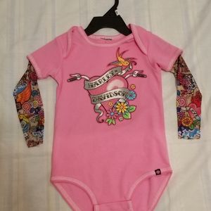 Baby Girl Harley-Davidson Onesie with Tattoo Sleev